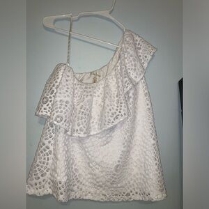 Lilly Pulitzer White Eyelet one Shoulder blouse. SzM. Pre-owned-great condition